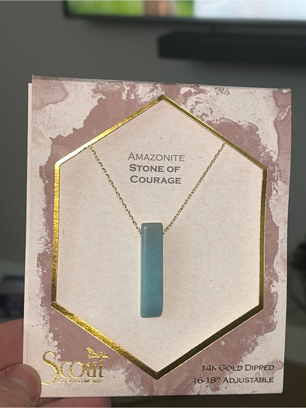 Scout Amazonite Bar Pendant Necklace - Gold Dipped, Teal